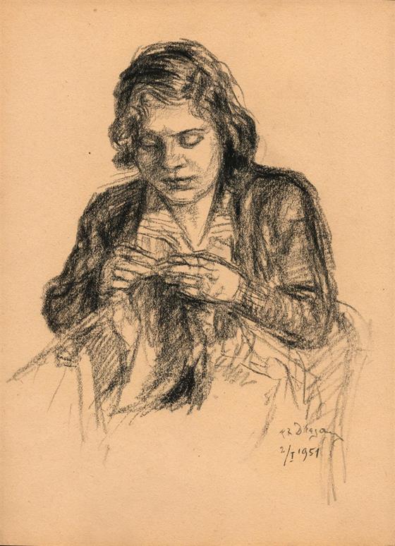 Žena při pletení 