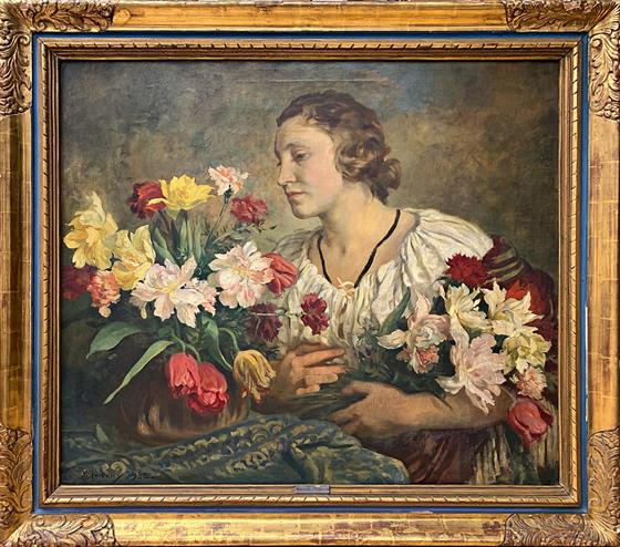Žena s květinami - XL Formát