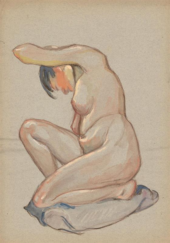 Akt klečící na draperii č.17