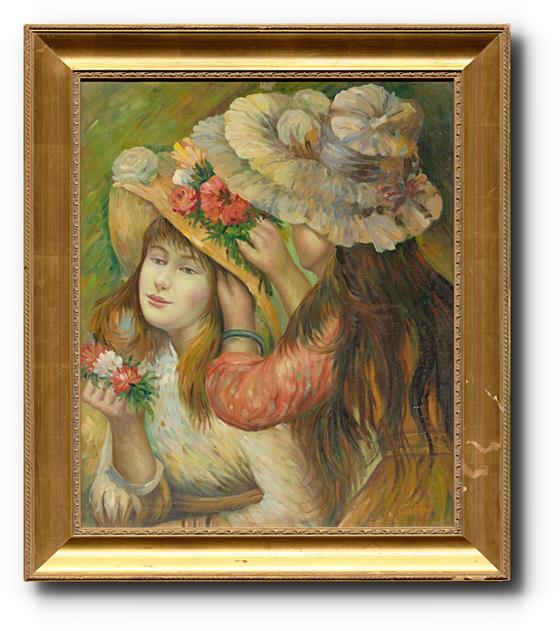 Dívky s květinami podle Renoira