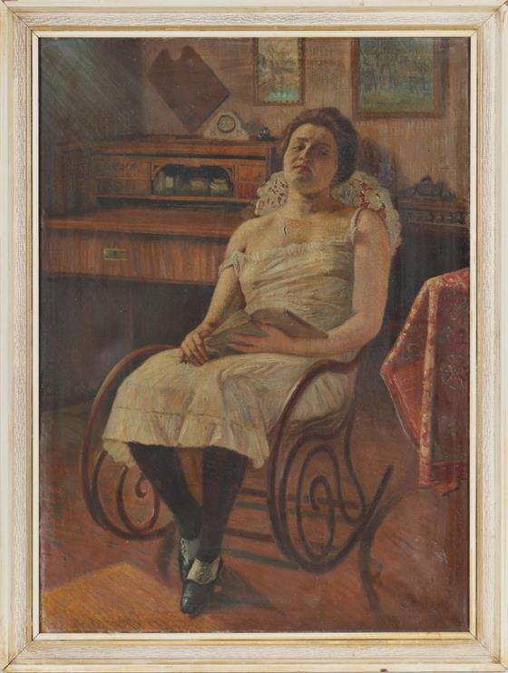 Čtenářka v houpacím křesle