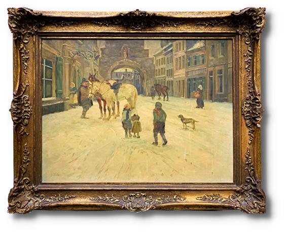 Lidé s koňmi v zimě