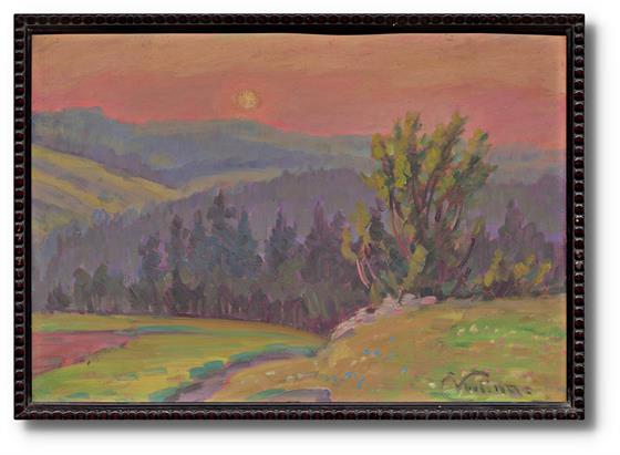 Krajina v západu Slunce