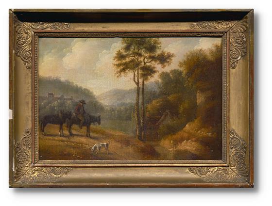 Jezdec na koni a pes