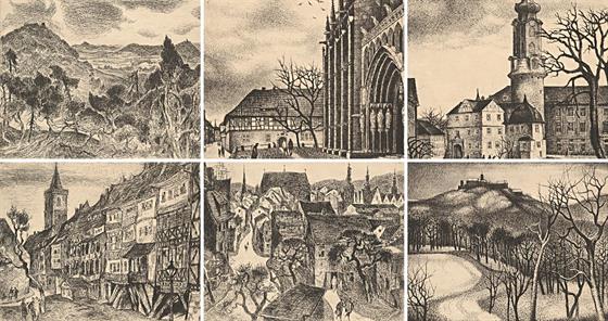 Bezirk Erfurt 6x originální lept