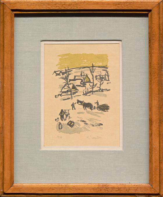 Malíř v zasněžené krajině